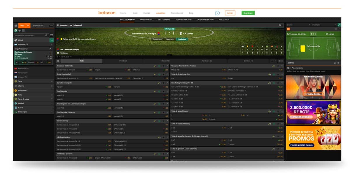 betsson apuesta en vivo
