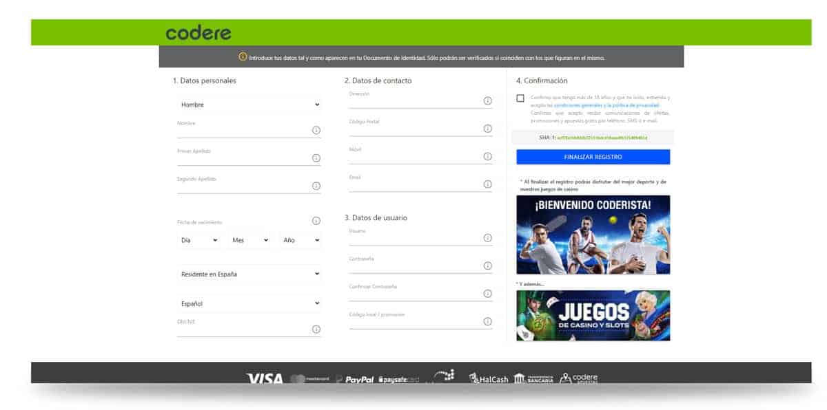 codere registro