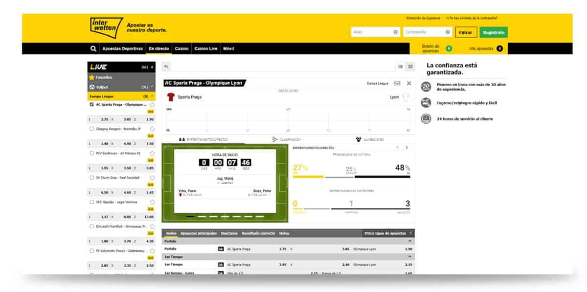 Interwetten apuesta en vivo