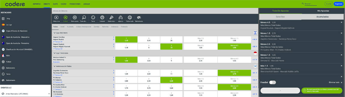 codere apuestas en directo