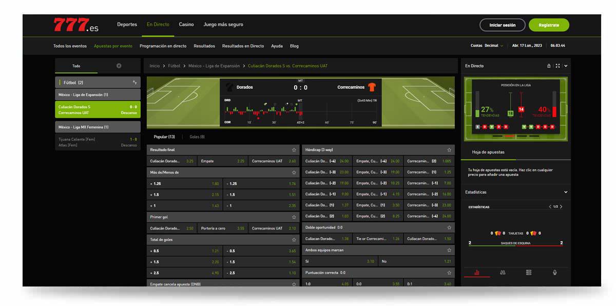 Bet777 apuestas en directo