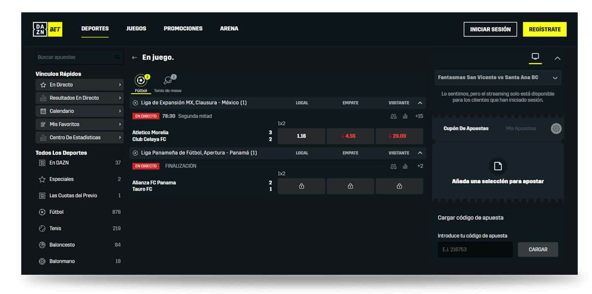 Apuesta en vivo Daznbet