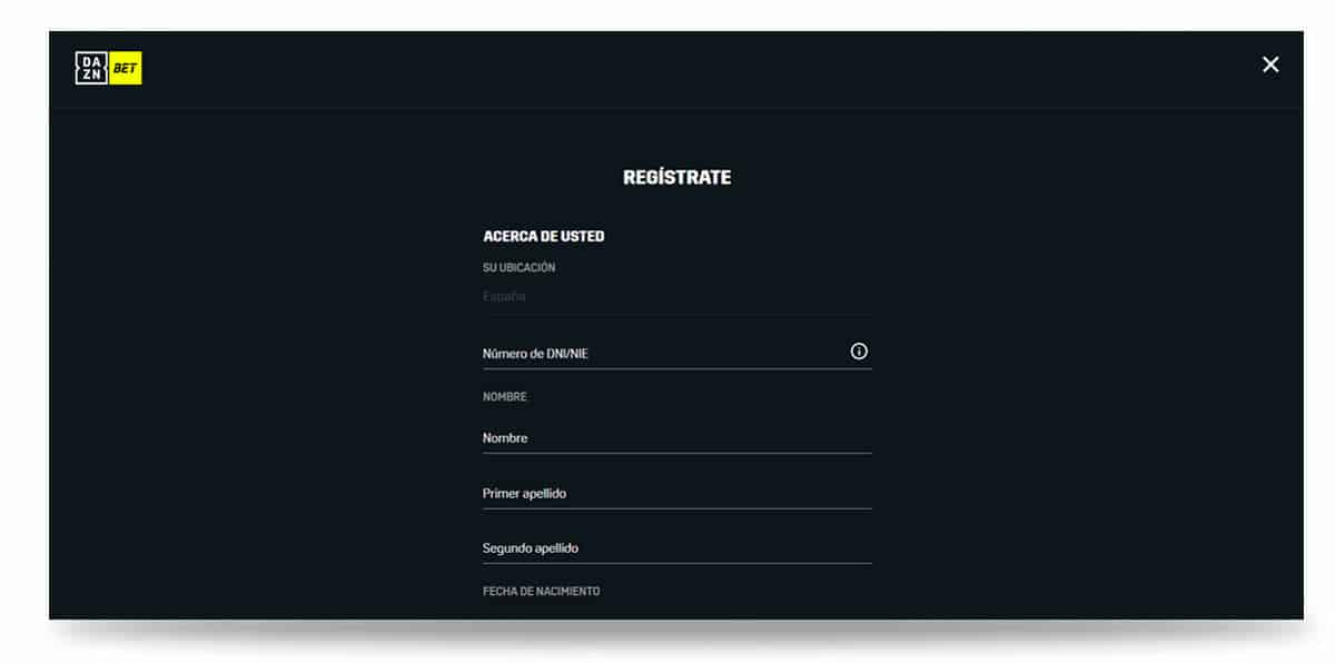 Daznbet registro
