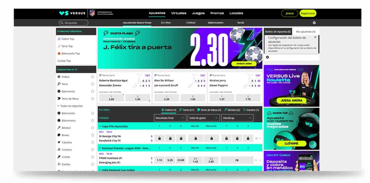 Página de Apuestas Deportivas Versus